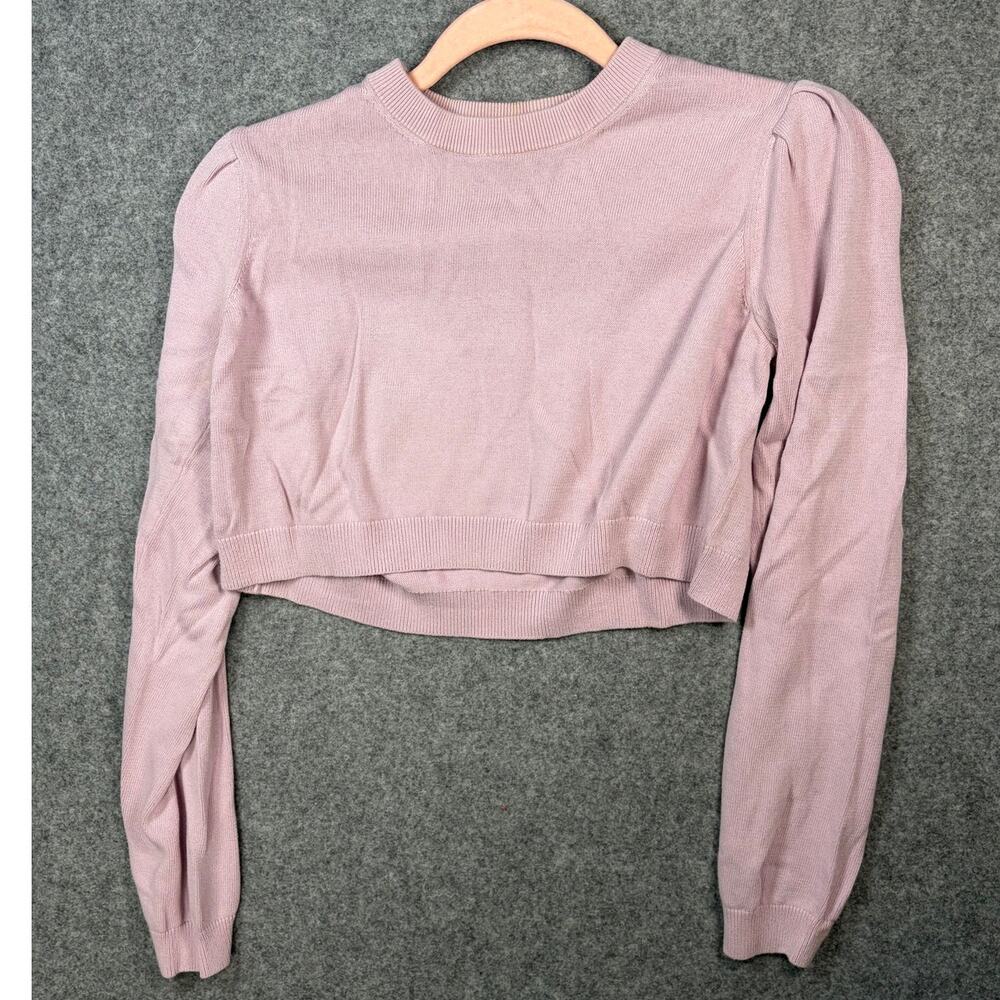 Majorelle Lavender Puff Sleeve Cropped Knit Sweater Top Puff Shoulder XS Revolve
